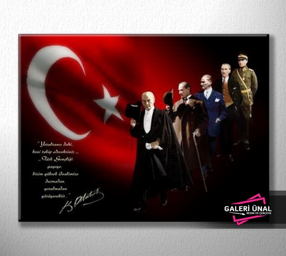 Bayraklı İmzalı Atatürk Posteri